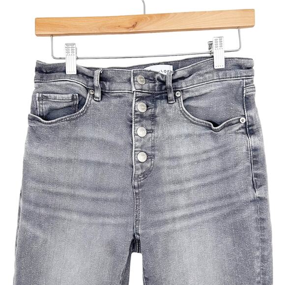 Ann Taylor Loft Gray Button Fly High Waist Skinny Jeans Sz 28 - Picture 2 of 8